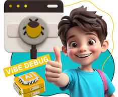 Тестирование & Vibe Debug. Охотники за багами - КИБЕРшкола программирования для детей, компьютерные курсы для школьников, начинающих и подростков - KIBERone г. Раменки